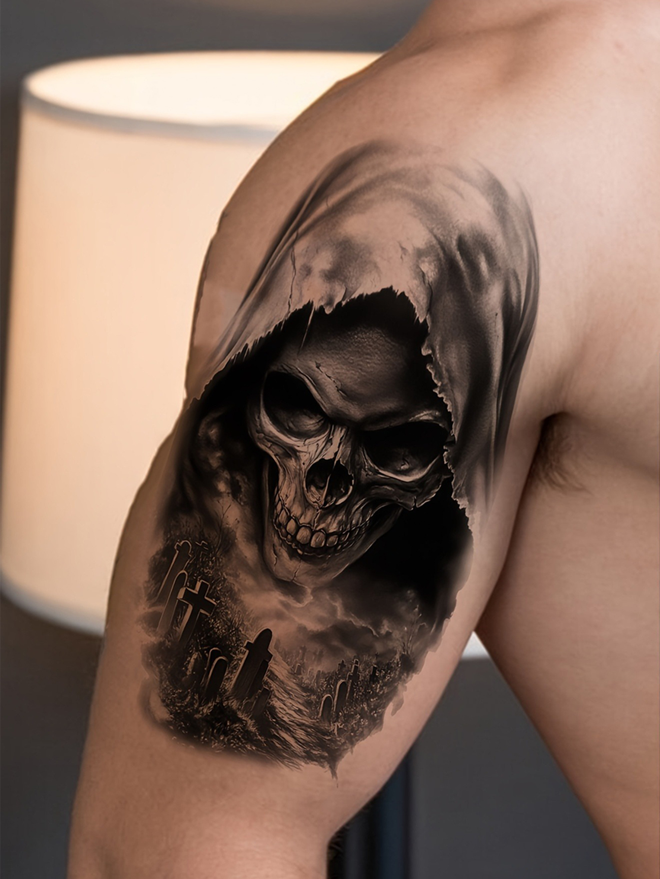 3D Horror Skull Temporary Tattoo